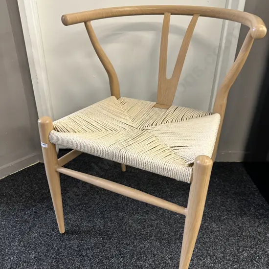 Wishbone Dining Chair - Wood Look Steel Frame