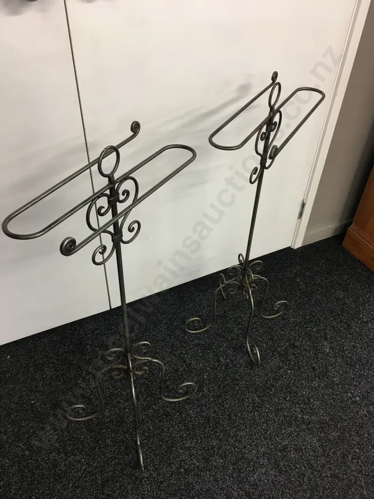 Pair of Freestanding Metal Towel Holders. H80 W40 D15cm Image 1++