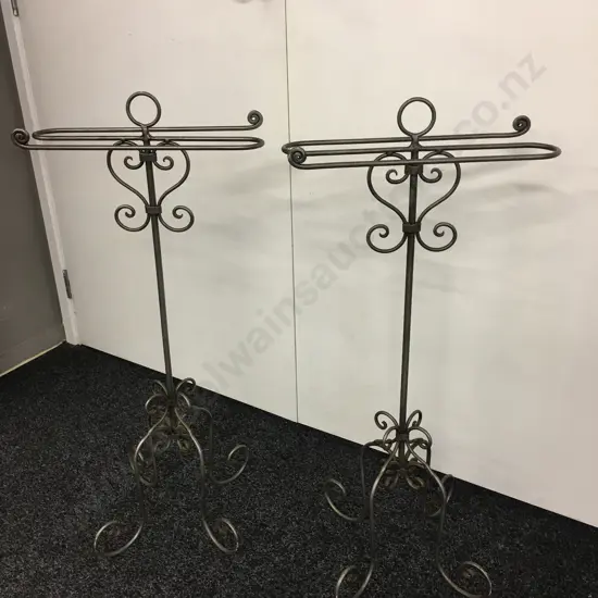 Pair of Freestanding Metal Towel Holders. H80 W40 D15cm