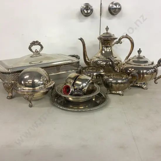 Selection of Vintage Silverware Coffee Pot, Teapot, Including Lidded Serving Dish Etc