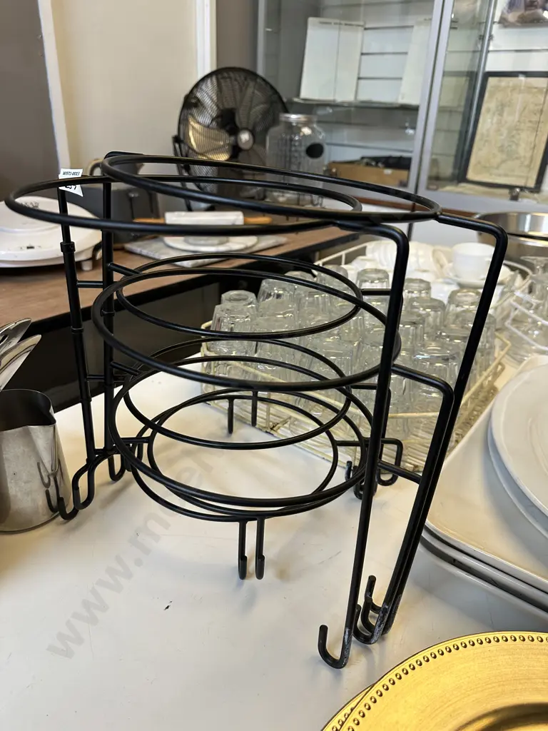 Pair of Black Metal 4 Tier Swivel Food Display Plate Stands. 37 x 34cm Image 1++