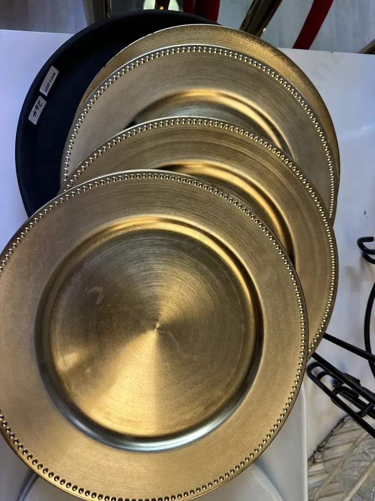 Gold Colour Plates x 13 & 3 Black Trays Image 1++