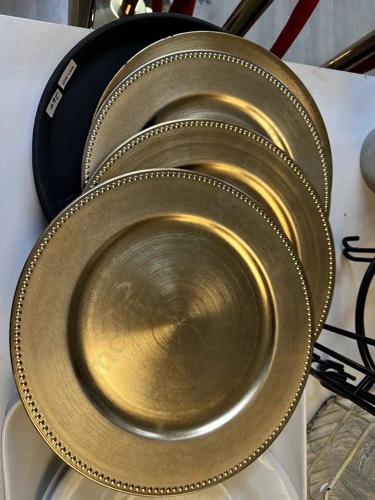 Gold Colour Plates x 13 & 3 Black Trays Image 1++