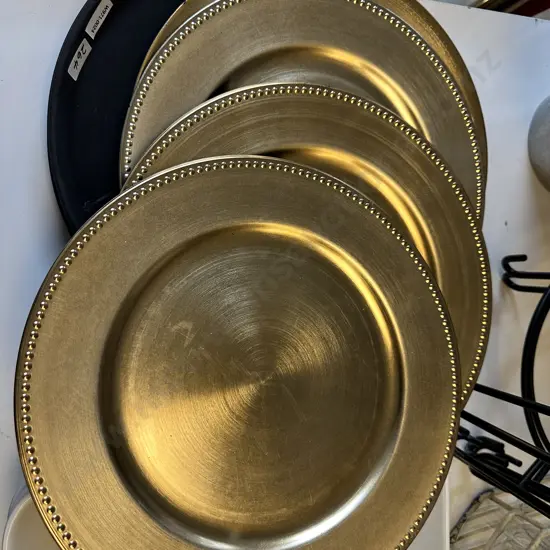 Gold Colour Plates x 13 & 3 Black Trays