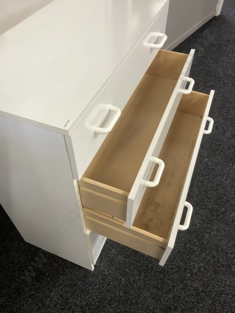 White 5 Drawer Tallboy. H93 W80 D40cm Image 1++