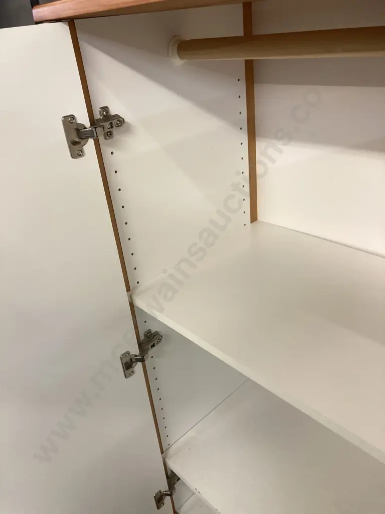 Pine & White Double Door Wardrobe, 2 Adjustable Shelves. H126 W98 D44cm Image 1++
