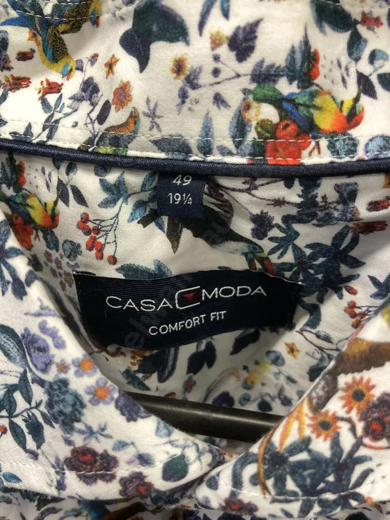 Casa Moda - Long Sleeve Cotton Shirt - Comfort Fit, Parrots Design, Size 49 Image 1++