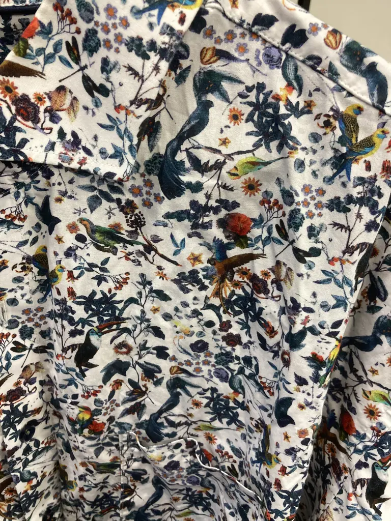 Casa Moda - Long Sleeve Cotton Shirt - Comfort Fit, Parrots Design, Size 49 Image 1++