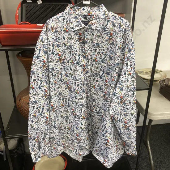Casa Moda - Long Sleeve Cotton Shirt - Comfort Fit, Parrots Design, Size 49