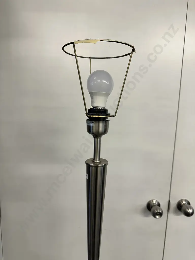 Brushed Stainless Pedestal Lamp. 165cm Image 1++