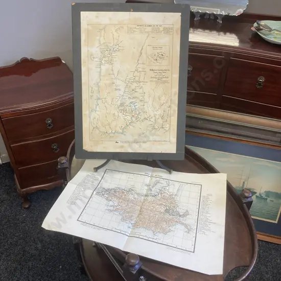 Vintage TOWN MAP OF ADEN Published at the War Office, 1930. 34 x 48cm & Wellington Country District Map 1976. 47 x 35cm