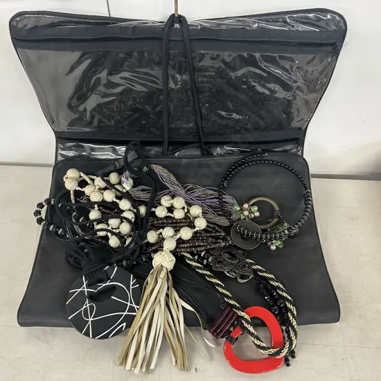 Fold up Jewellery Storage Bag with Assorted Costume Jewellery Necklaces