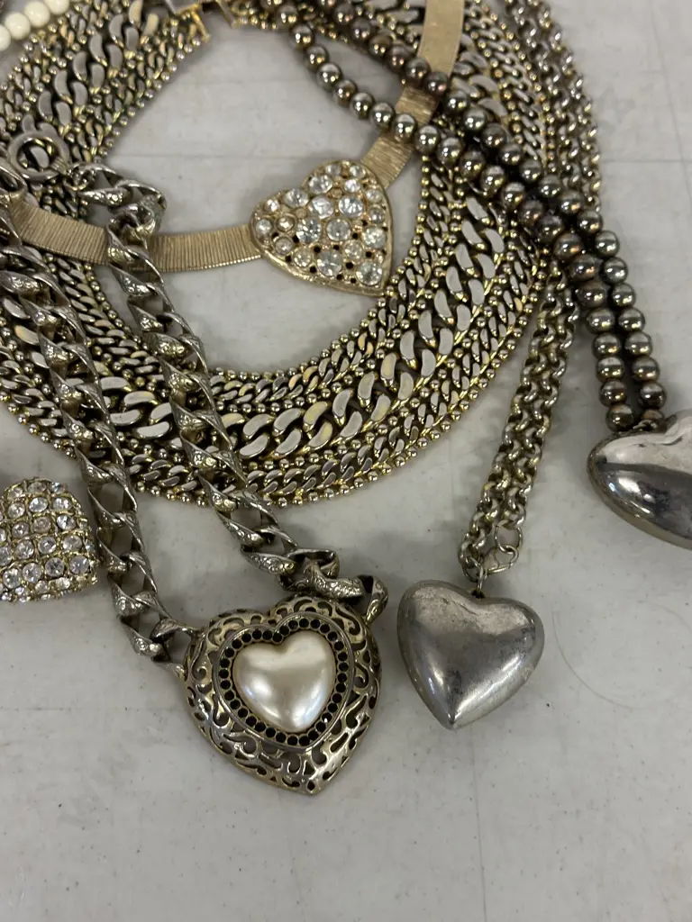 Assorted Costume Jewellery Necklaces With Love Heart Pendants Etc Image 1++