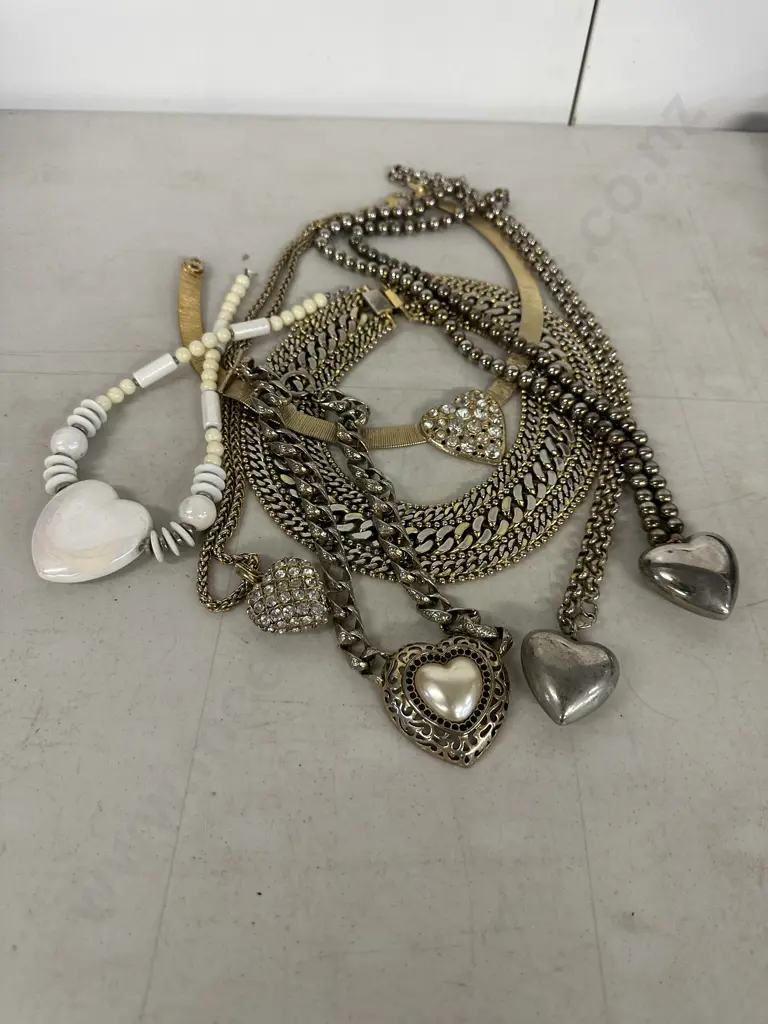Assorted Costume Jewellery Necklaces With Love Heart Pendants Etc Image 1++