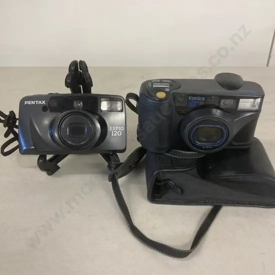 Pentax Espio 120 & Konica Z-up 28W Zoom Point & Shoot 35mm Film Cameras (Sold With -0125)
