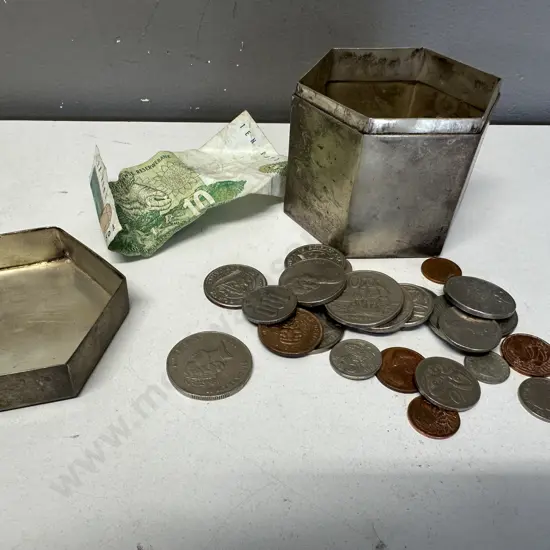 Assorted Coins & South African Note