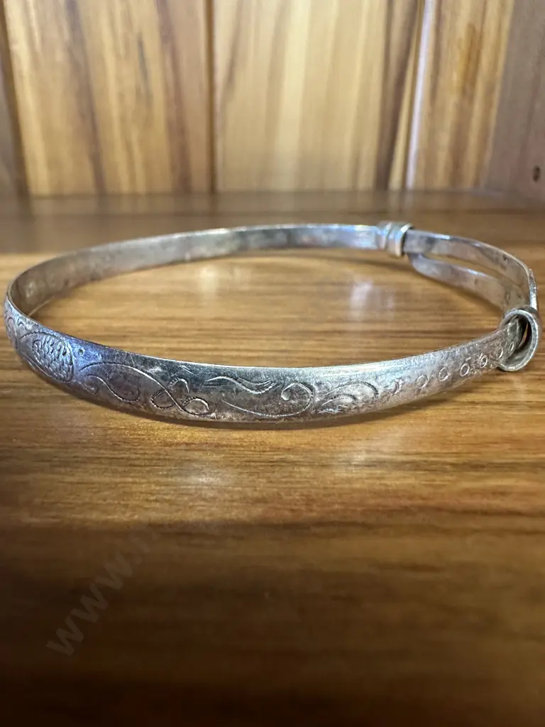 Etched Expanding Bangle Stamped 925 Image 1++
