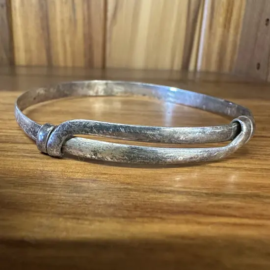 Etched Expanding Bangle Stamped 925