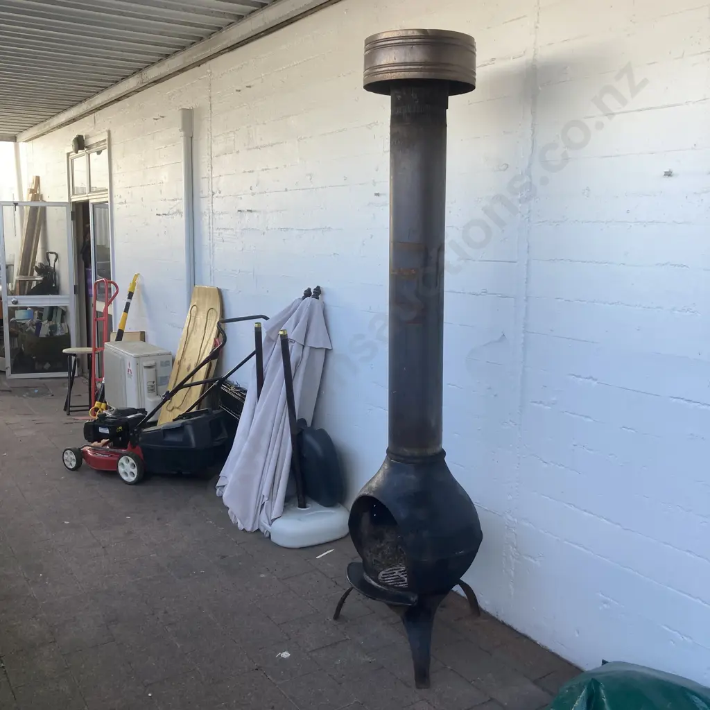 Cast Iron Chiminea H80cm With 143cm Flue & Cowl Image 1++