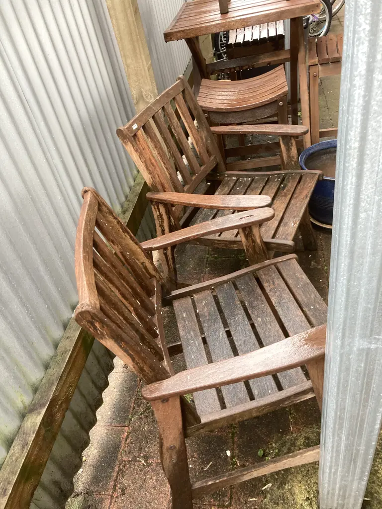 Pair of Wooden Patio Chairs Image 1++