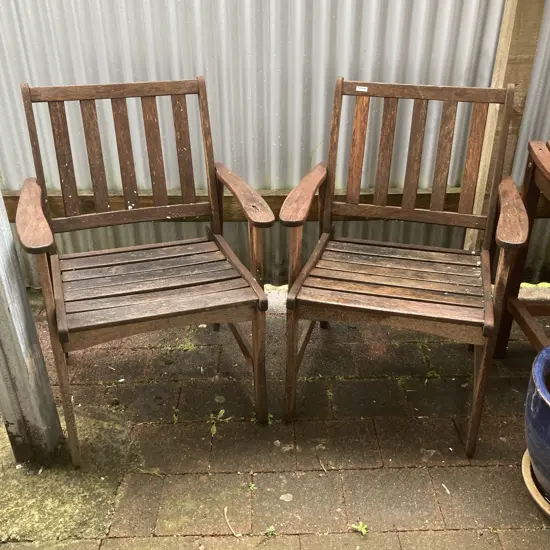 Pair of Wooden Patio Chairs