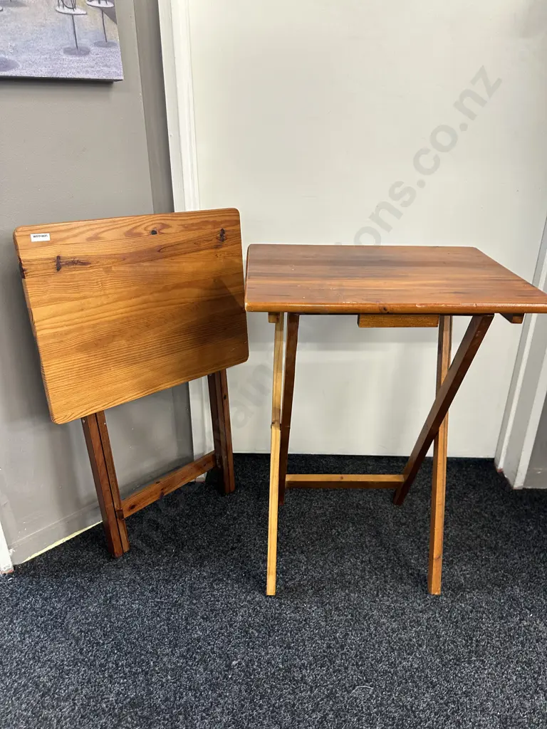Pair of Folding Wooden Tray Tables Image 1++