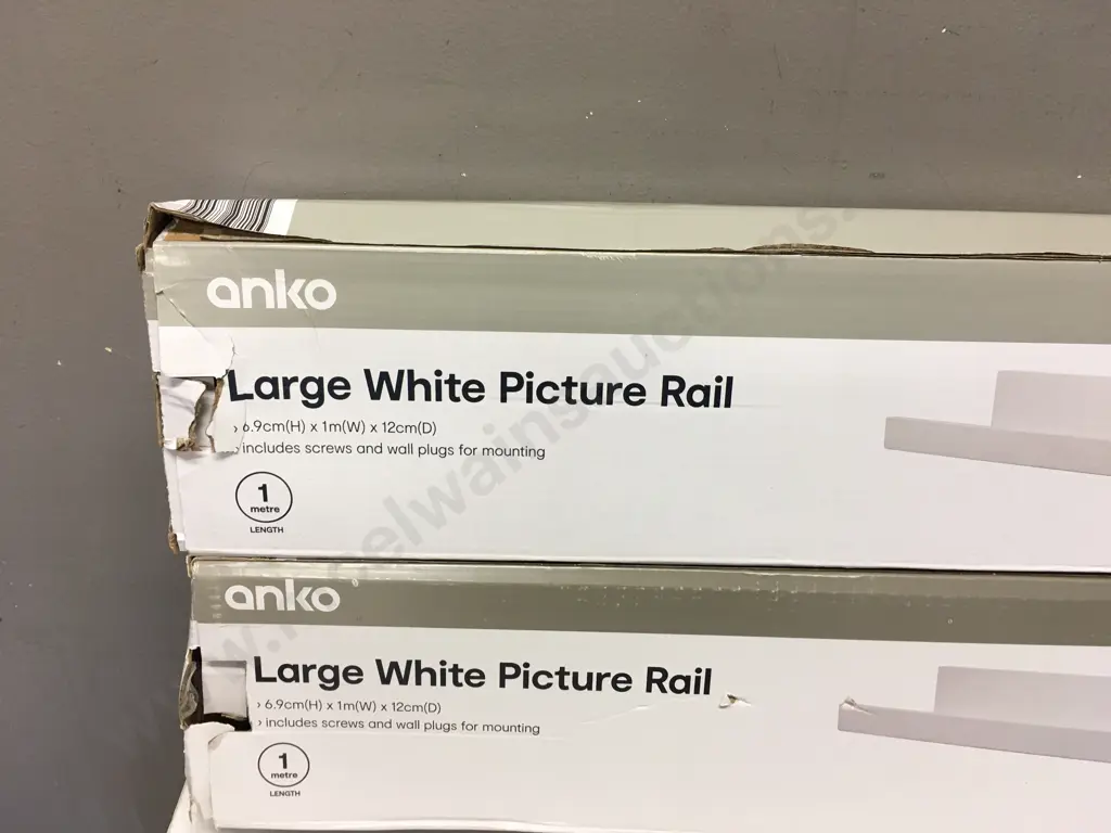 Large White Picture Rails x 2. H69 W100 D12cm Image 1++