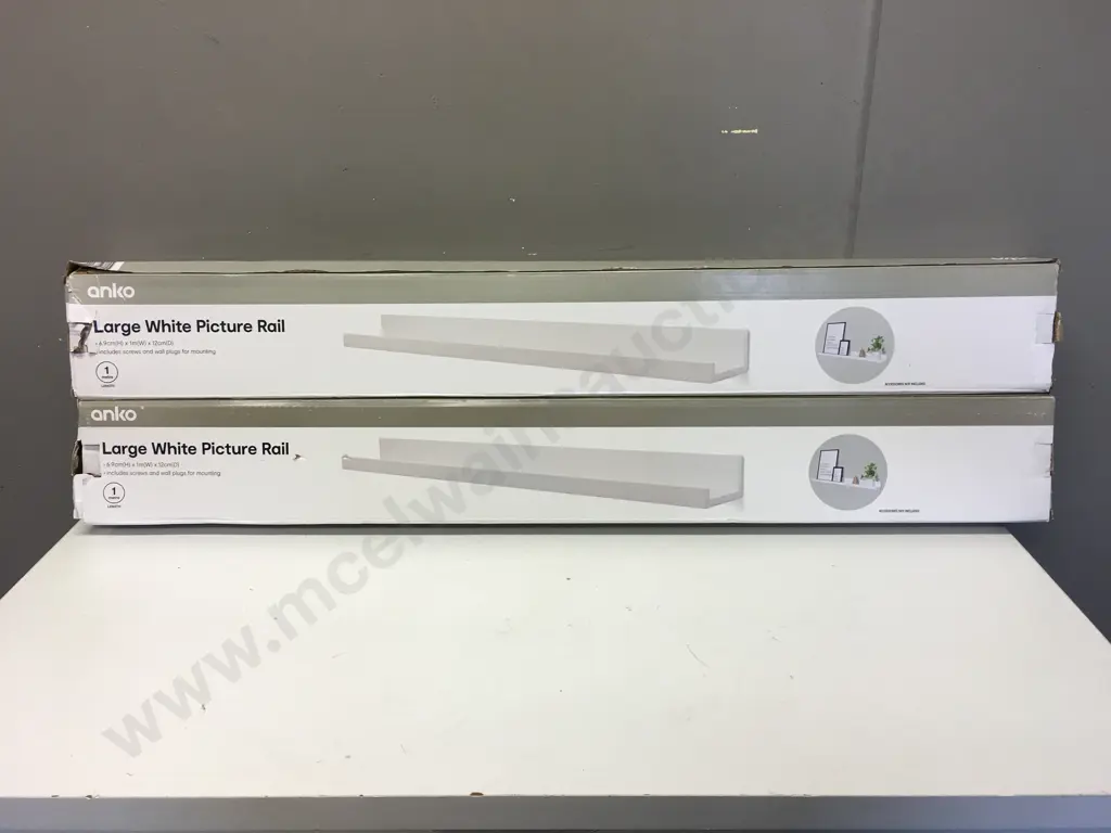 Large White Picture Rails x 2. H69 W100 D12cm Image 1++