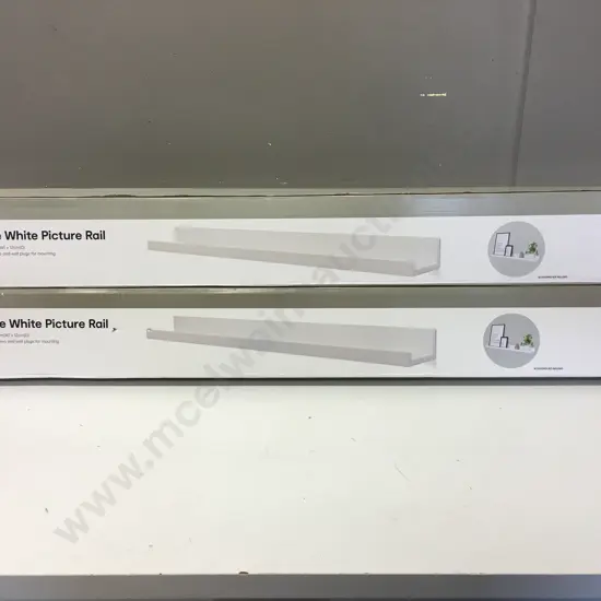 Large White Picture Rails x 2. H69 W100 D12cm