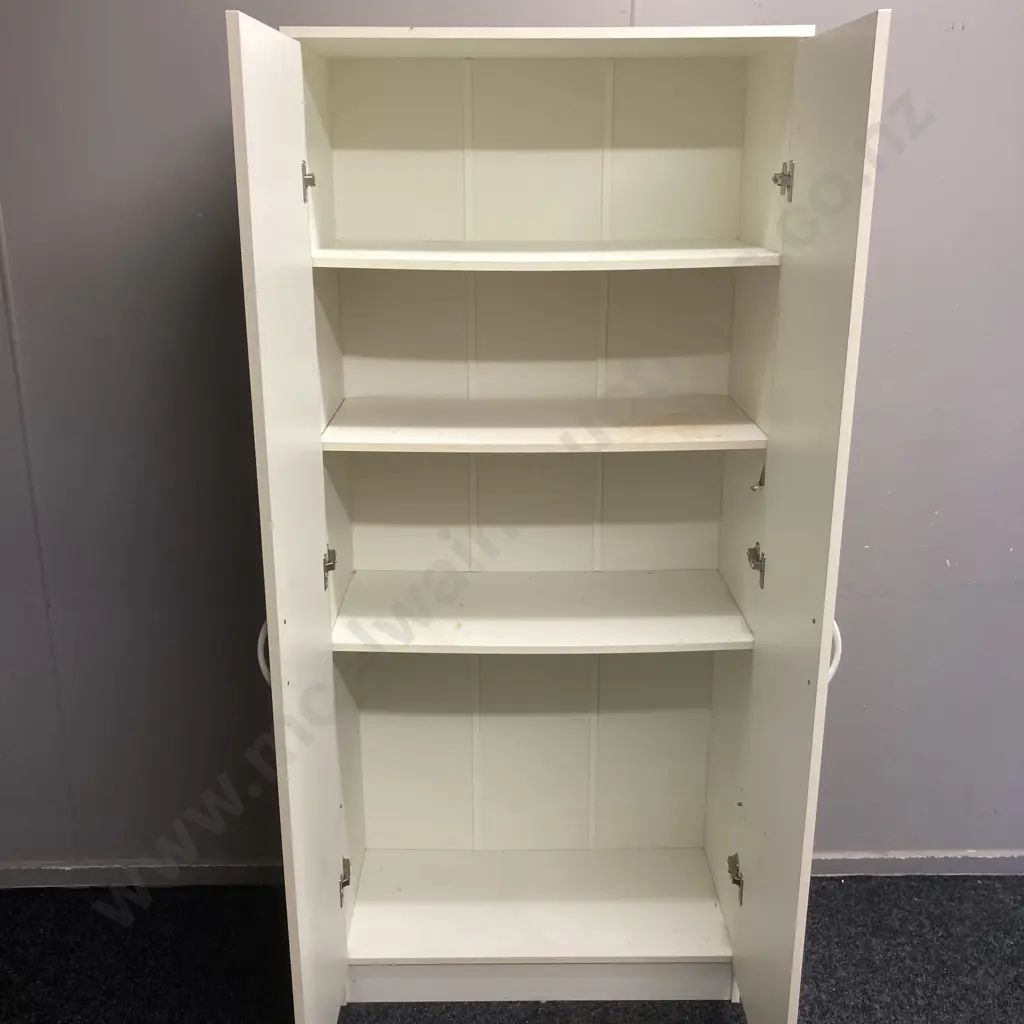 White Double Door Cabinet With Shelves. H180 W80 D40cm Image 1++