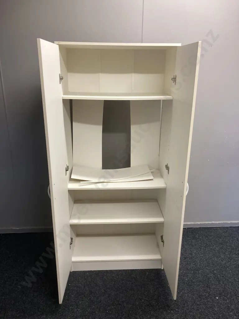 White Double Door Cabinet With Shelves. H180 W80 D40cm Image 1++