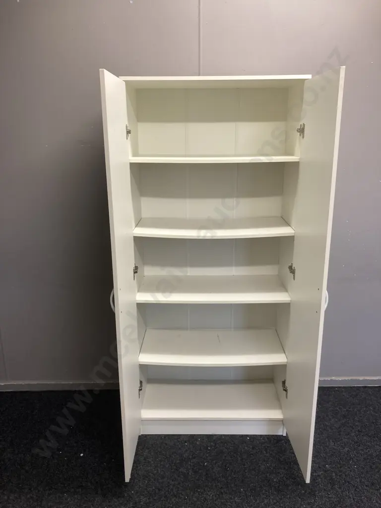 White Double Door Cabinet With Shelves. H180 W80 D40cm Image 1++