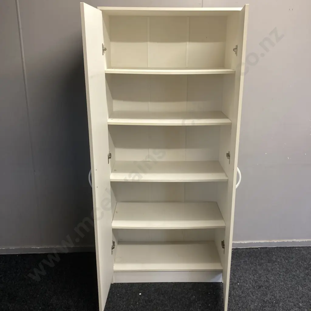 White Double Door Cabinet With Shelves. H180 W80 D40cm Image 1++
