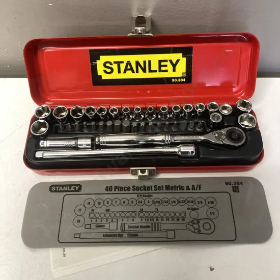 Stanley 40 Piece Socket Set 90.384, 4 - 13 Metric & 3/16 - 1/2 AF
