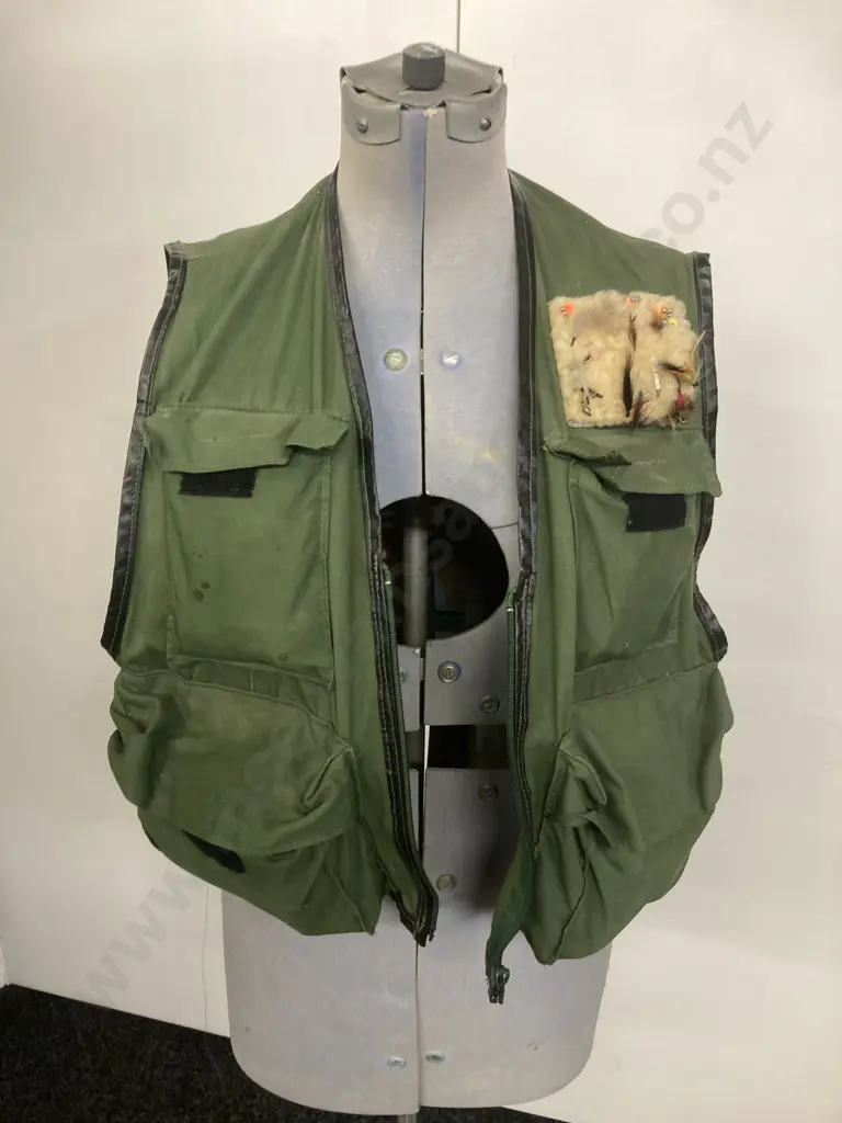 Waipawa Fly Fishing Vest (M) - Flies, Line, Reels, Lure Cases, Hooks, Shakespeare Scales Etc Image 1++