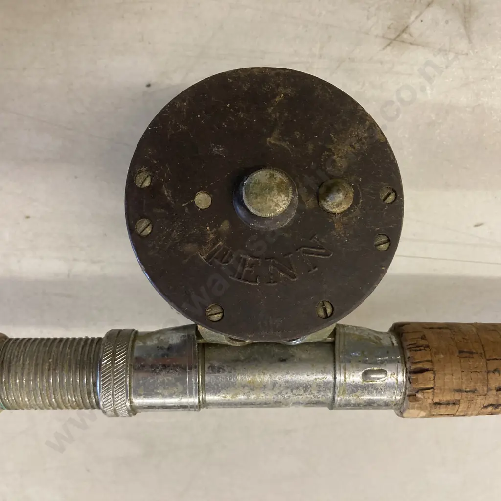 Vintage Penn No 85 Vintage Saltwater Fishing Reel With a Glass & Cork Rod (Sold With -01) Image 1++