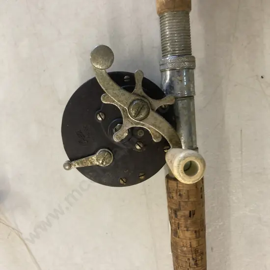 Vintage Penn No 85 Vintage Saltwater Fishing Reel With a Glass & Cork Rod (Sold With -01)
