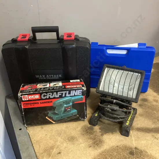 Wax Attack Palm Polisher, Ryobi Sander, Arlec Power Flood 500, Power Driver