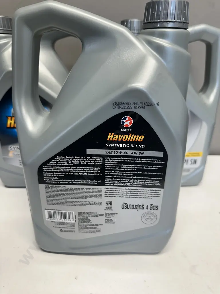 3 x 4 Litre Packs of Havoline Synthetic Blend 10W-40 API SN Image 1++