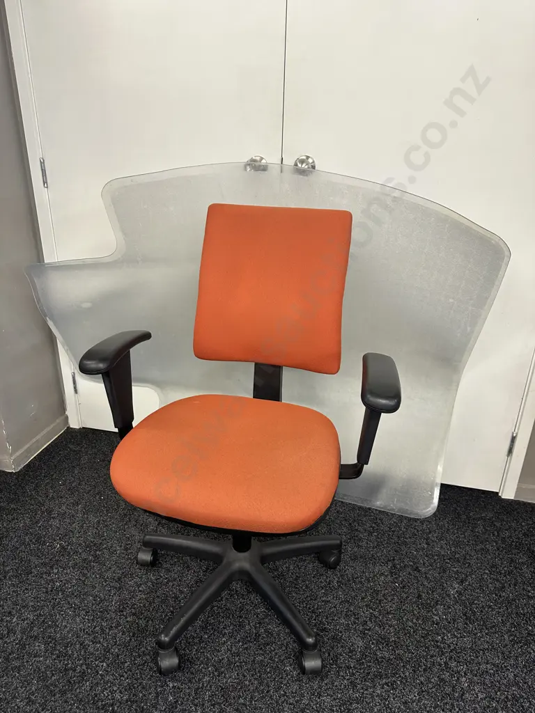 Terracotta Gas Lift Chair High Back & Carpet Protector Image 1++