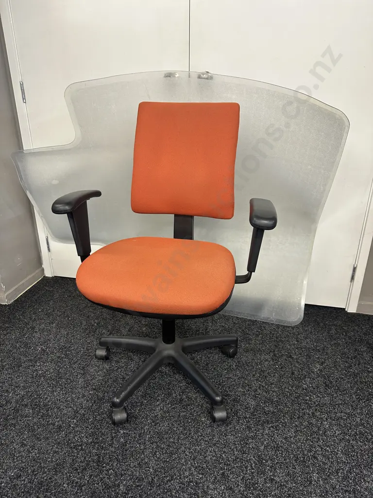 Terracotta Gas Lift Chair High Back & Carpet Protector Image 1++