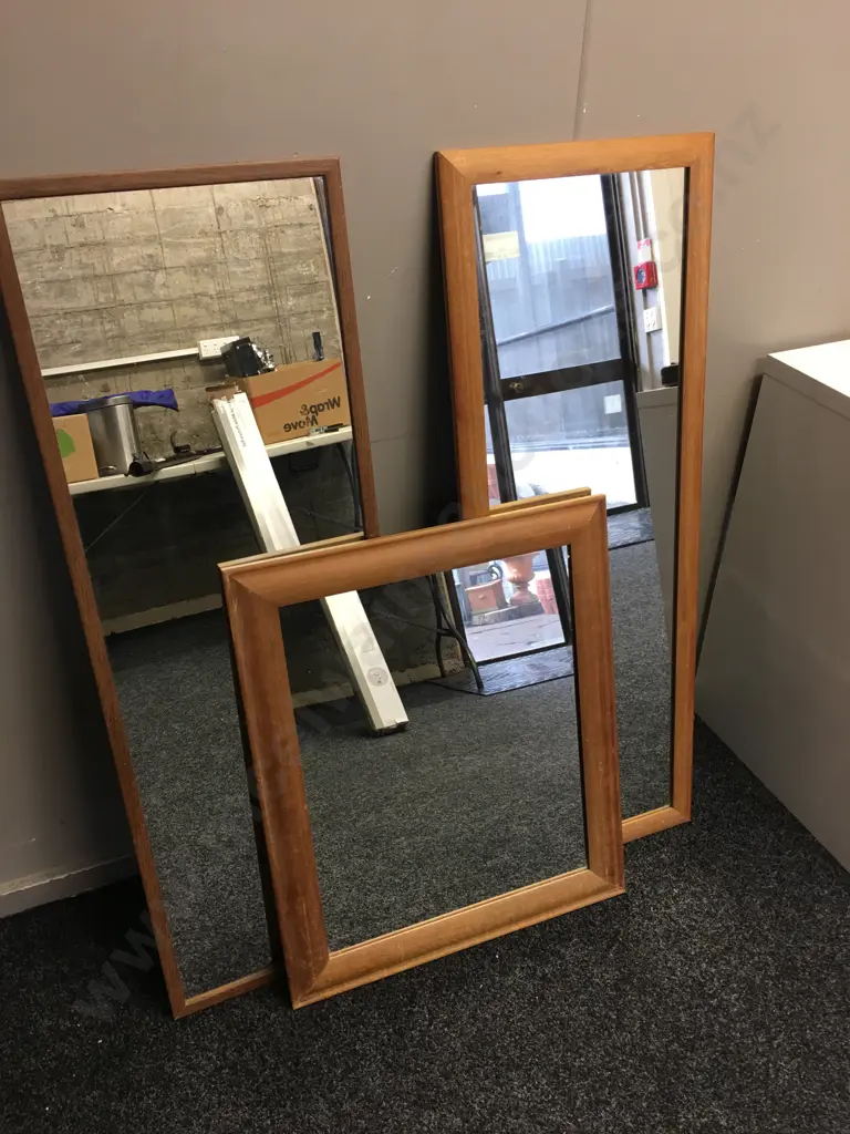 Lot of 3 Wood Framed Mirrors Image 1++