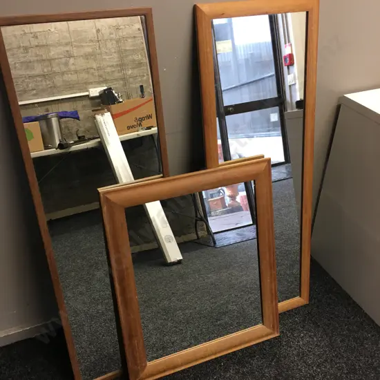 Lot of 3 Wood Framed Mirrors