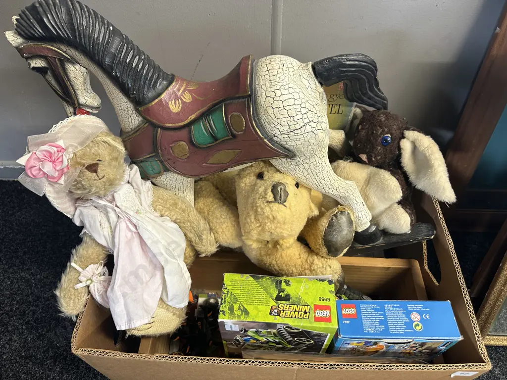 Selection Of Vintage Soft Toys, Decorative Horse (af), Lego Etc Image 1++
