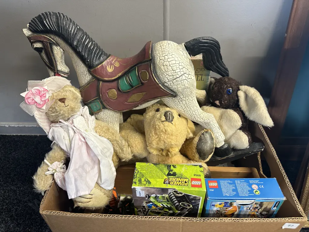 Selection Of Vintage Soft Toys, Decorative Horse (af), Lego Etc Image 1++