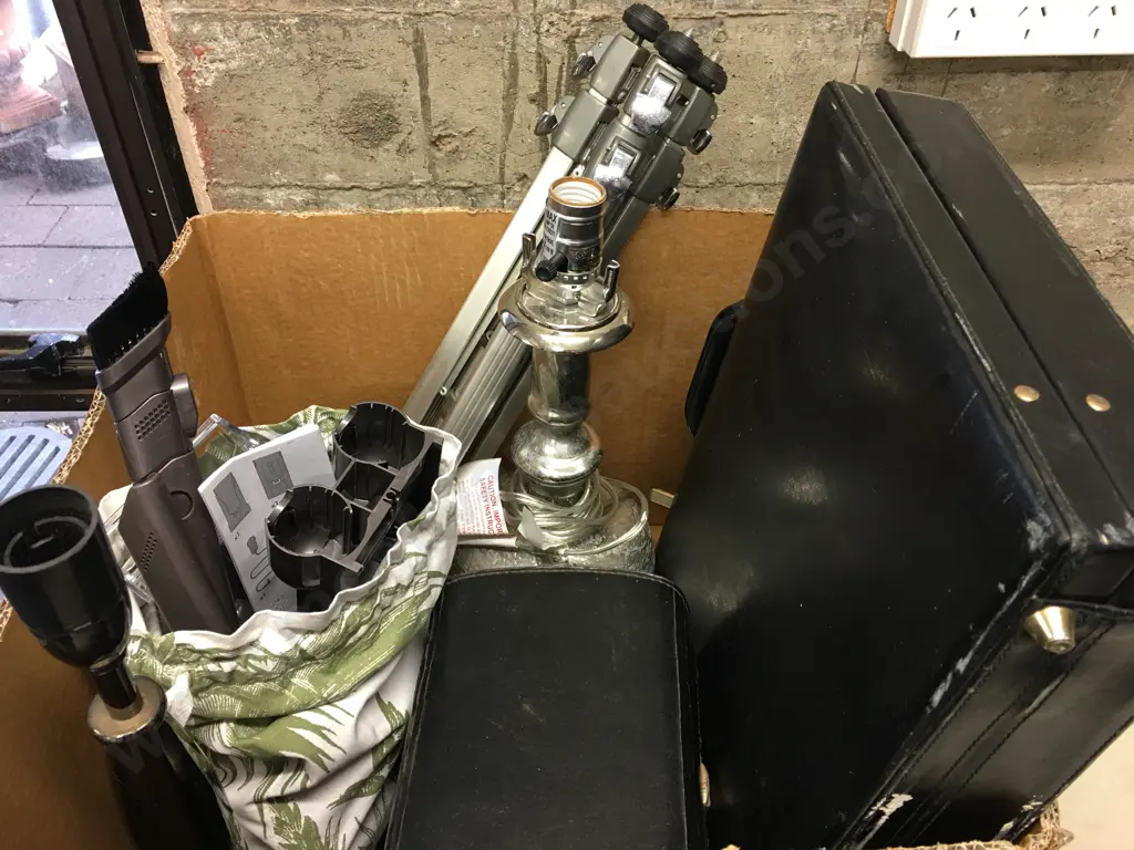 Briefcase, Vintage Colourburst Instant Camera, Tripod, Lamp Base Etc Image 1++
