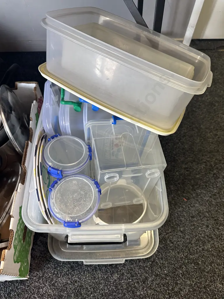 Clear Bin Of Plastic Ware Image 1++