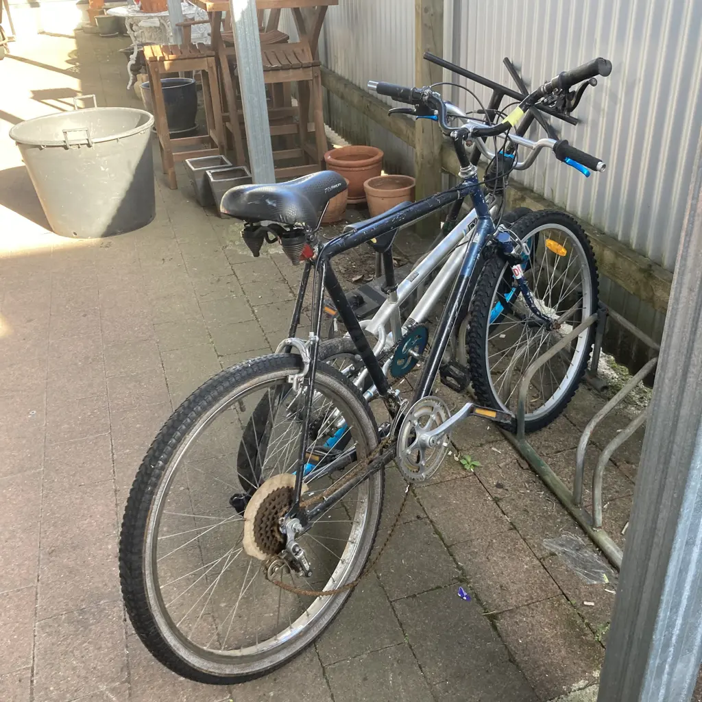 Silver & Blue BMX Exile, Blue & Black Bike, With a Pair of Kids Scooters Image 1++