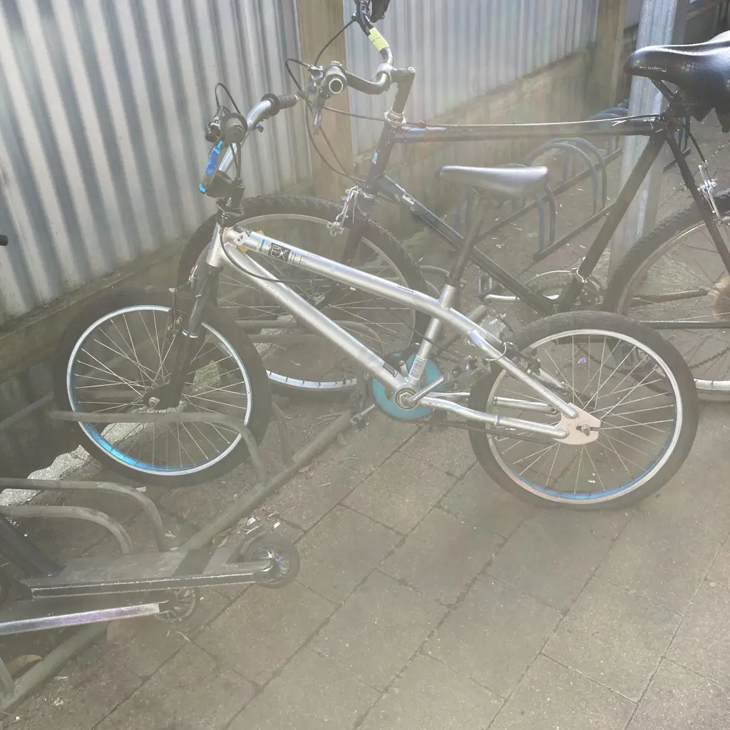 Silver & Blue BMX Exile, Blue & Black Bike, With a Pair of Kids Scooters Image 1++
