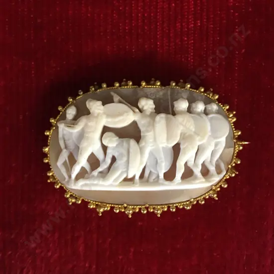 Stunning Exquisite Georgian 22k Gold Cameo Brooch - Neoclassical Shell Cameo